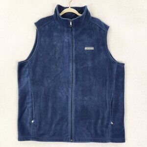Columbia Vest Mens 2XT Tall Blue Fleece Full Zip Outdoor Hiking Casual